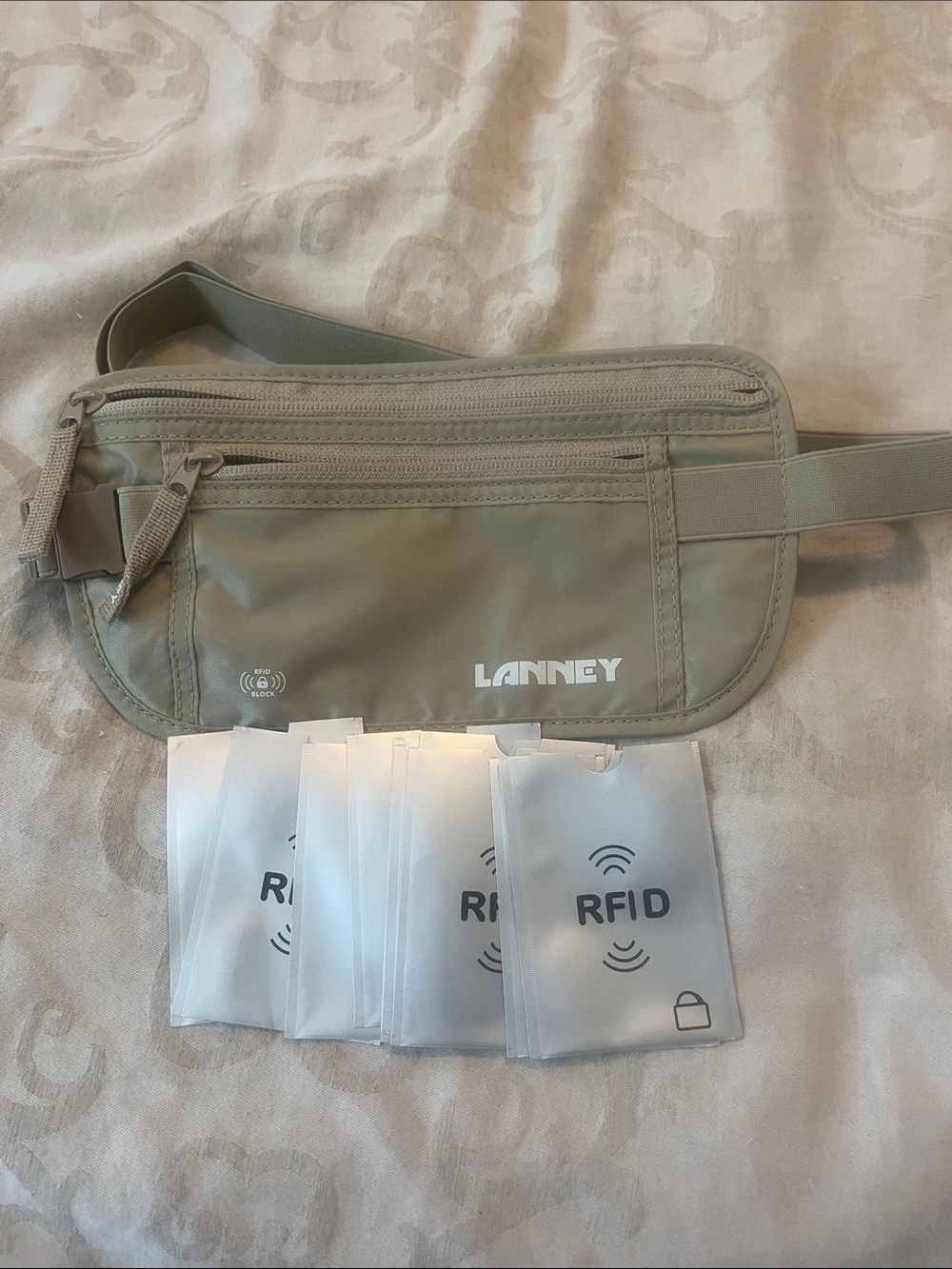 Unisex RFID-Blocking Waist Bag in Beige